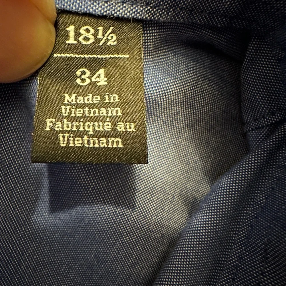 Nordstrom Mens Shop Non Iron 18.5 Long Sleeve Button Up Shirt Classic Fit 34” - Picture 7 of 9